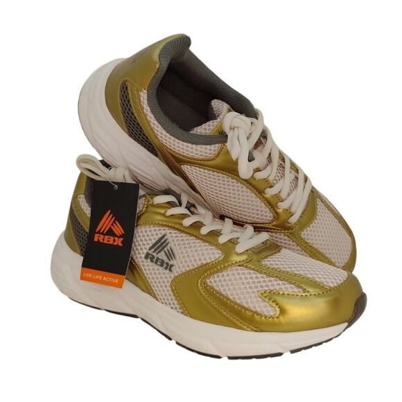 RBX Live/Life/Active Womens NEW w/Tags White & Gold Casual Sneakers - sz. 9 - Picture 1 of 7